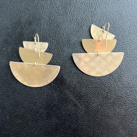 Gold and White Multi Size Half Moon Layered Earrings for Pierced Ears -OS - Picture 4 of 4